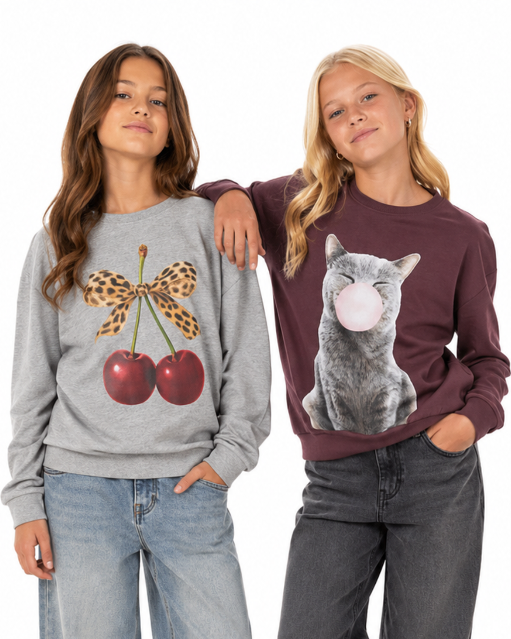 Sweatshirt körsbär eller katt