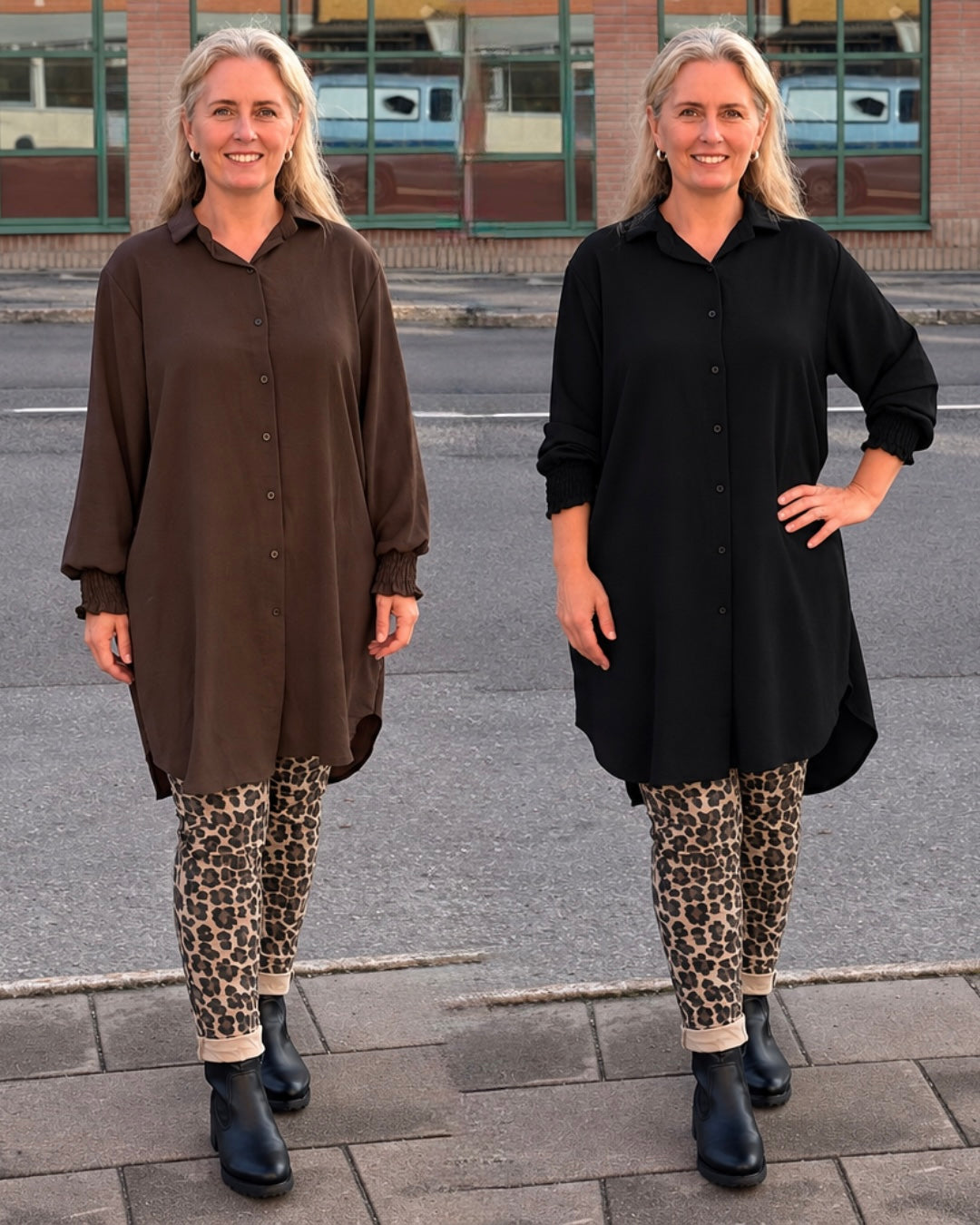 Oversize skjorta med resårärm