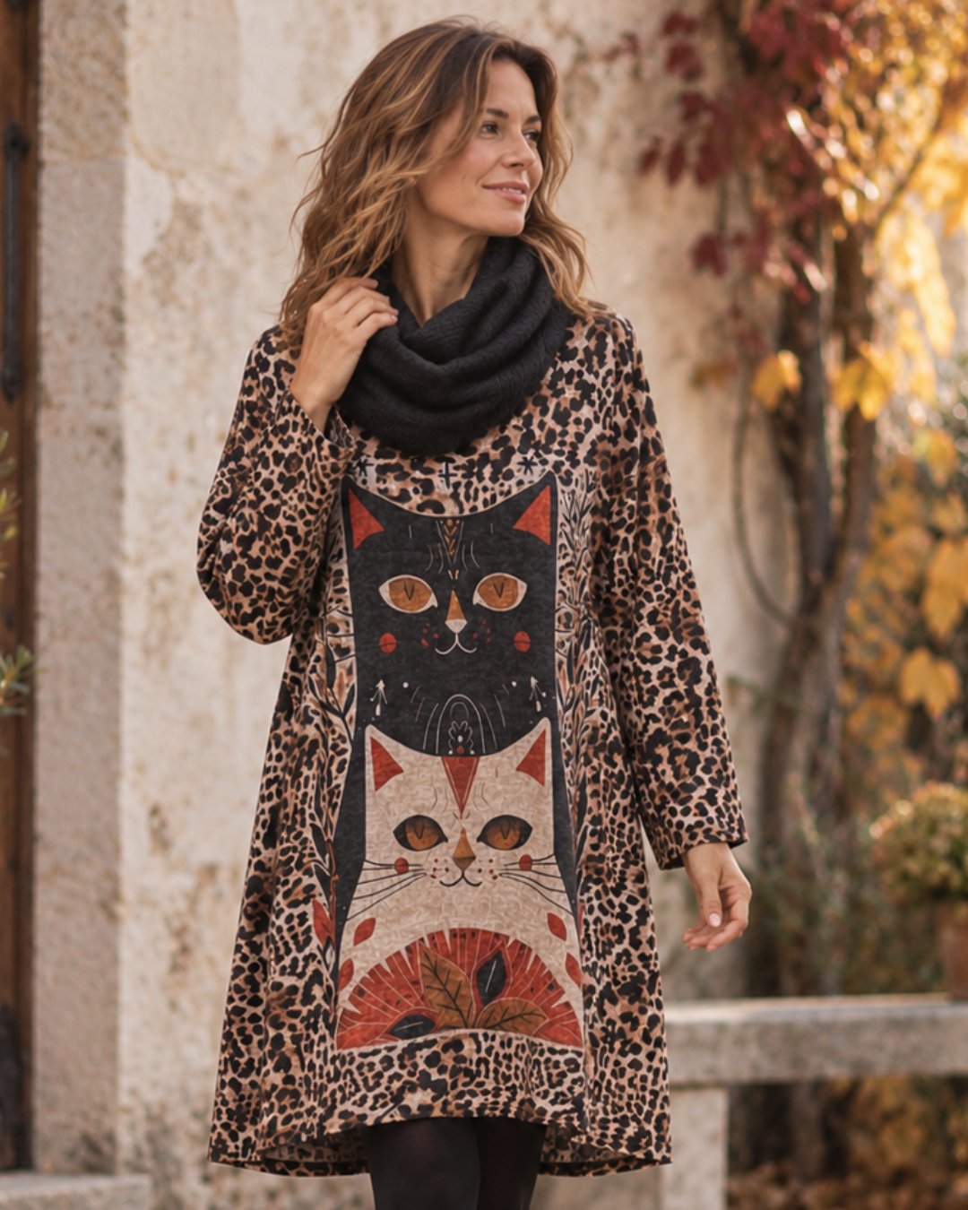 Tunika oversize katt + scarf