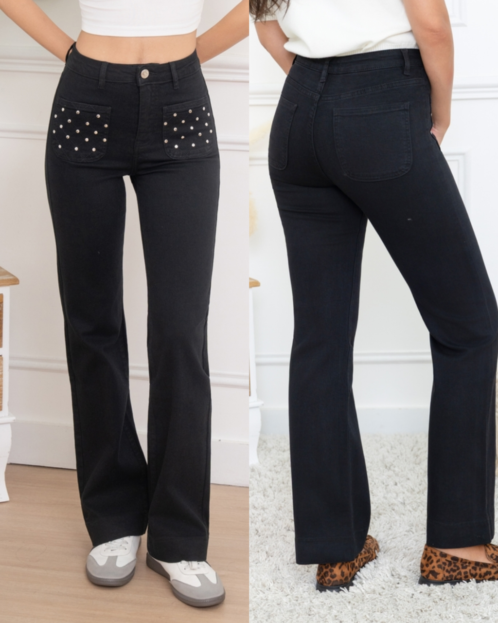 Jeans med strassfickor