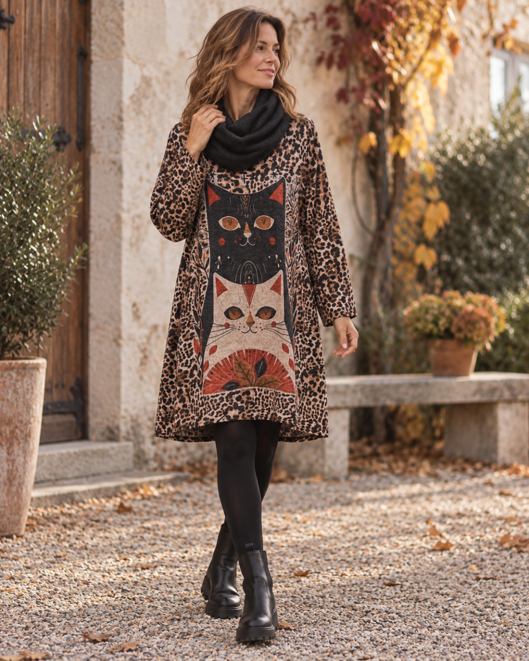 Tunika oversize katt + scarf