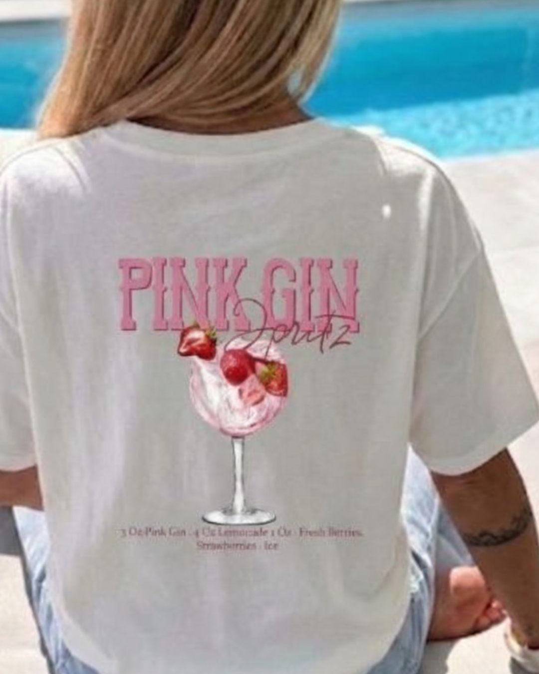 T-shirt med tryck baktill