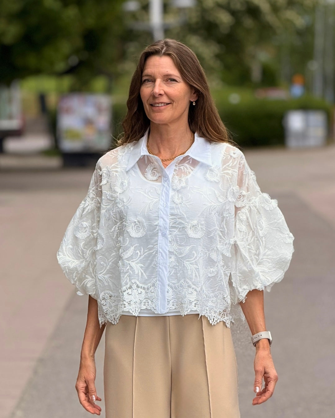 Blus med spets