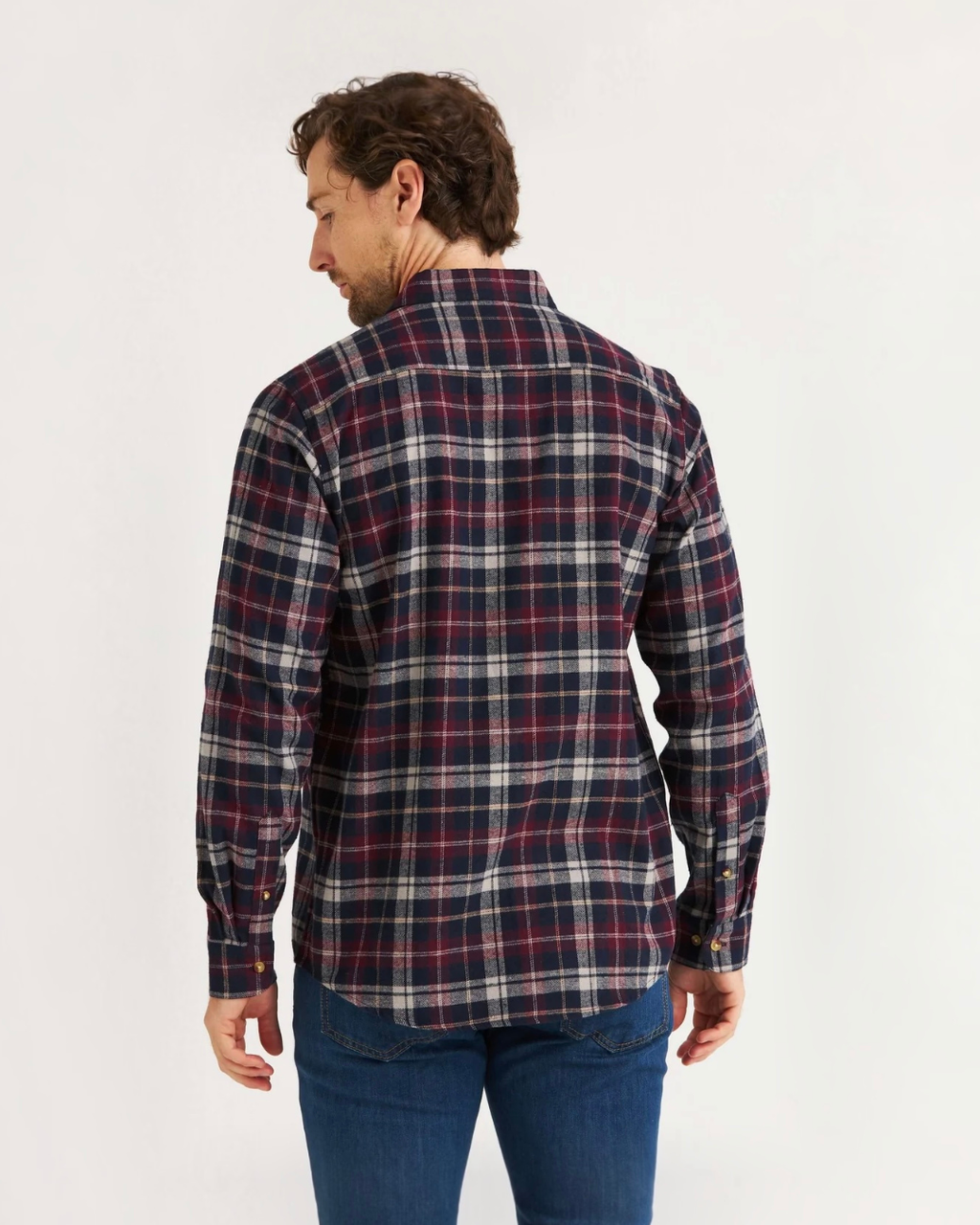 Flanellskjorta vinröd