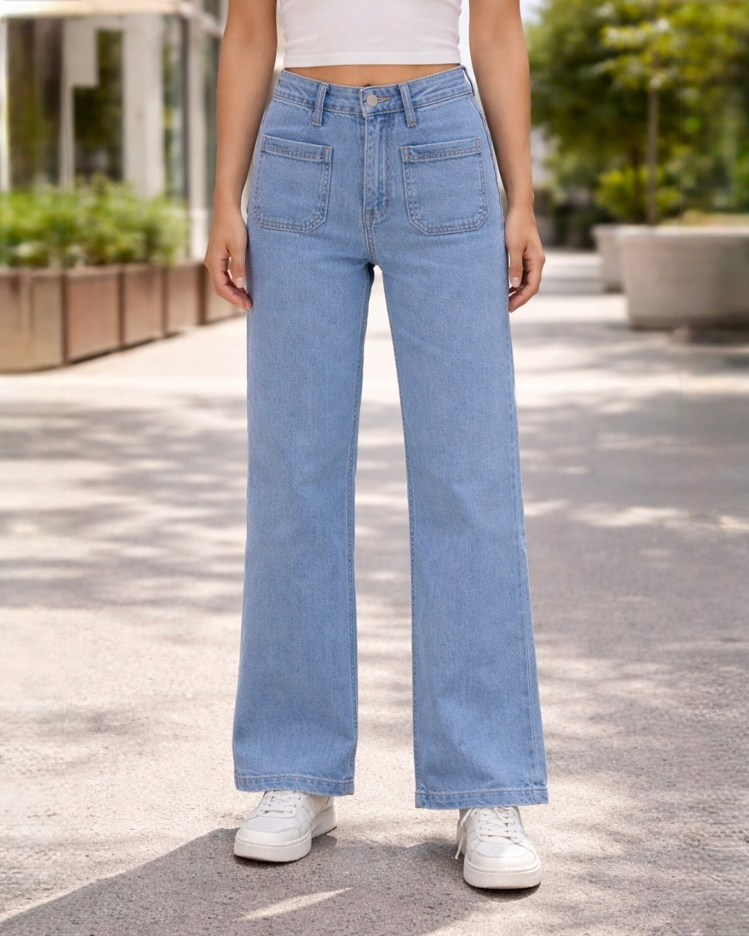 Jeans med trendiga fickor