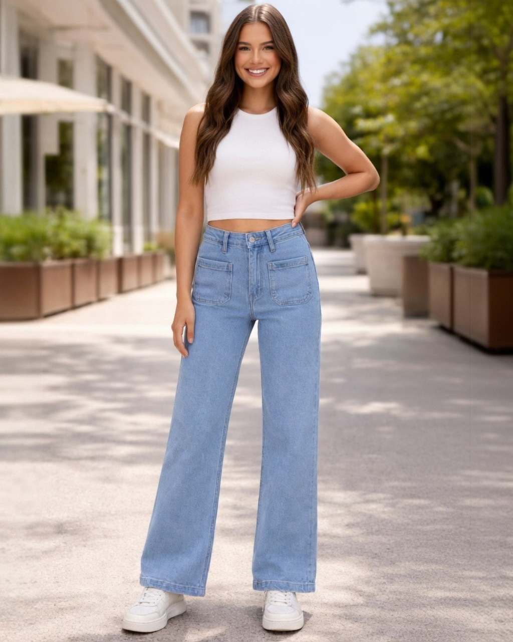 Jeans med trendiga fickor