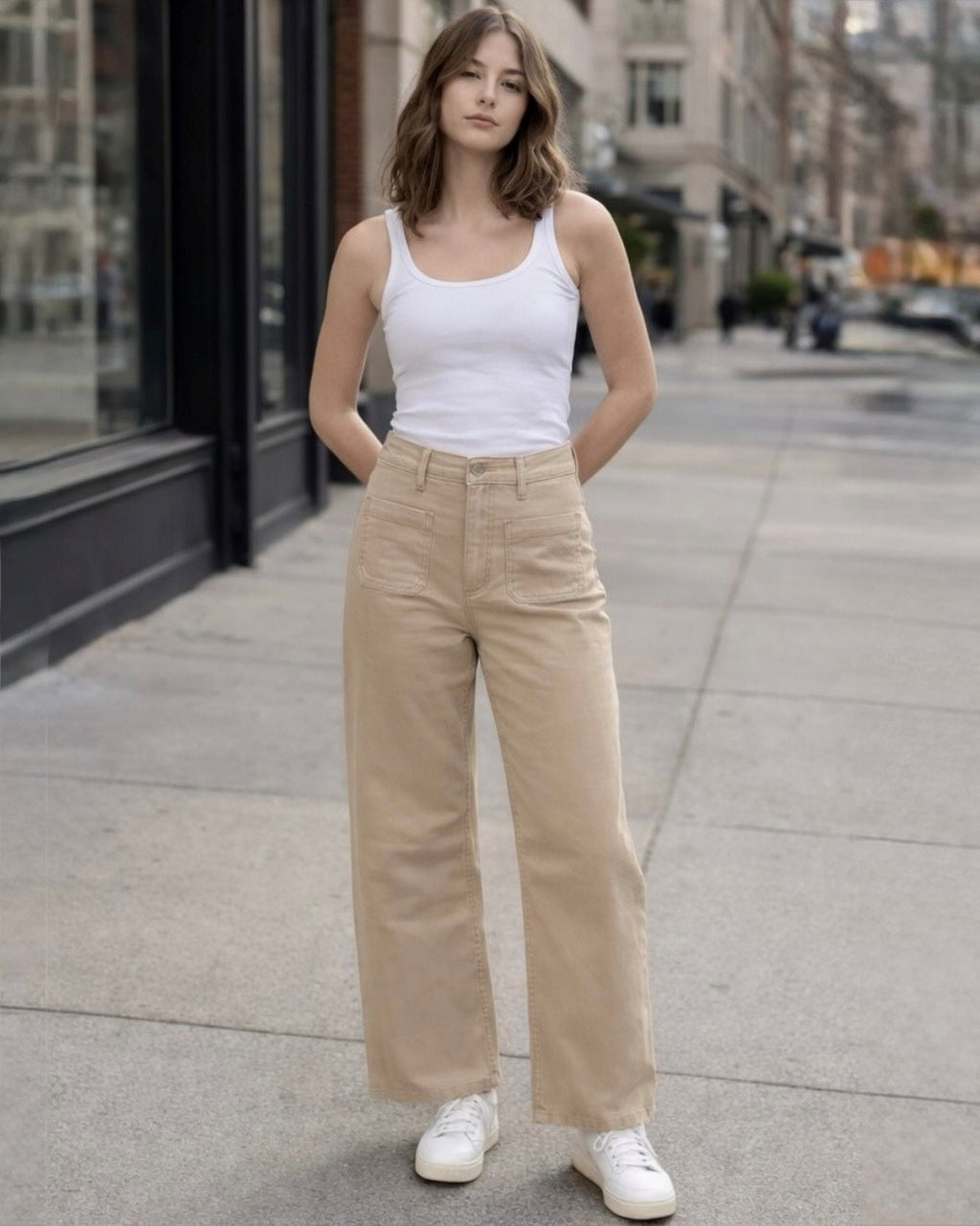 Jeans med trendiga fickor